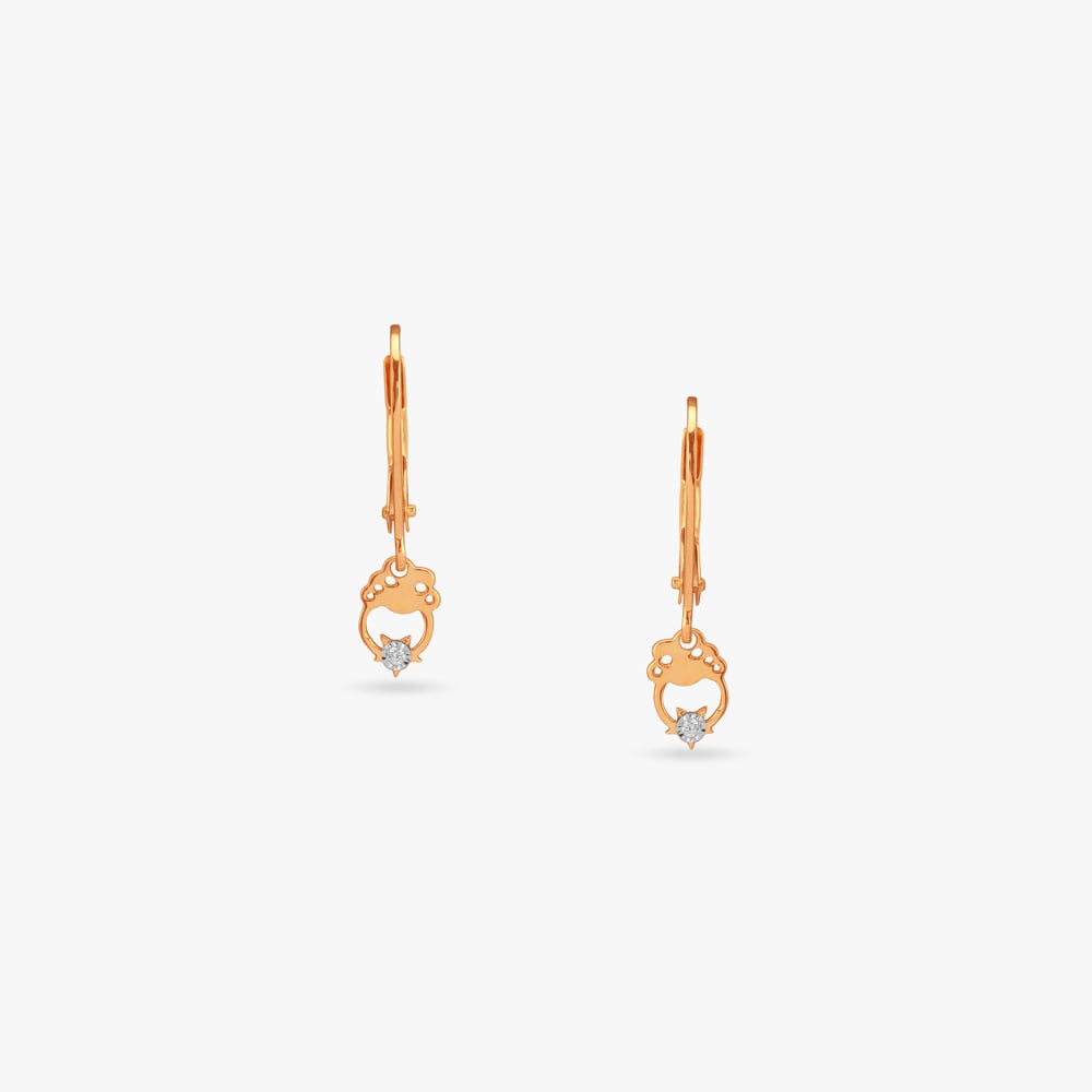 Little Star Diamond Hoop Earrings for Kids,,hi-res image number null