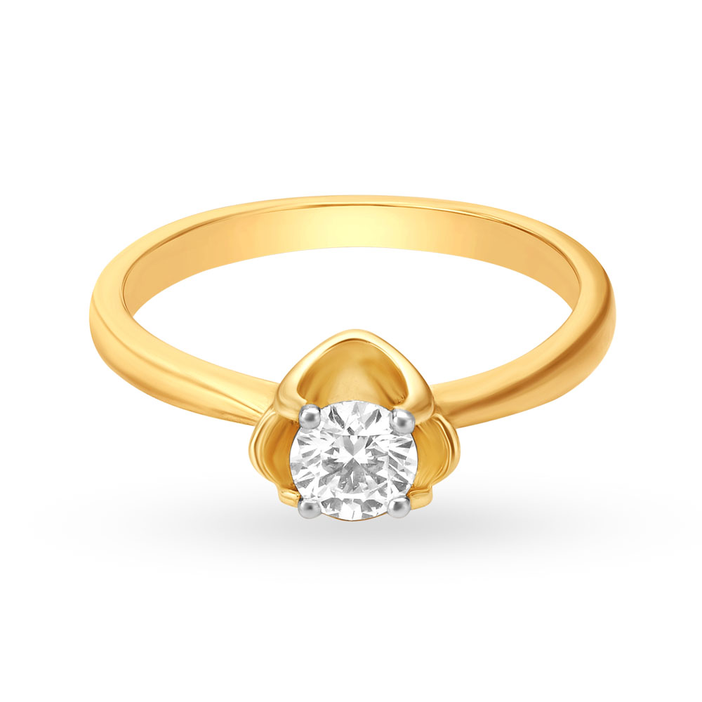 Minimalistic Solitaire Look Gold and Diamond Ring,,hi-res image number null