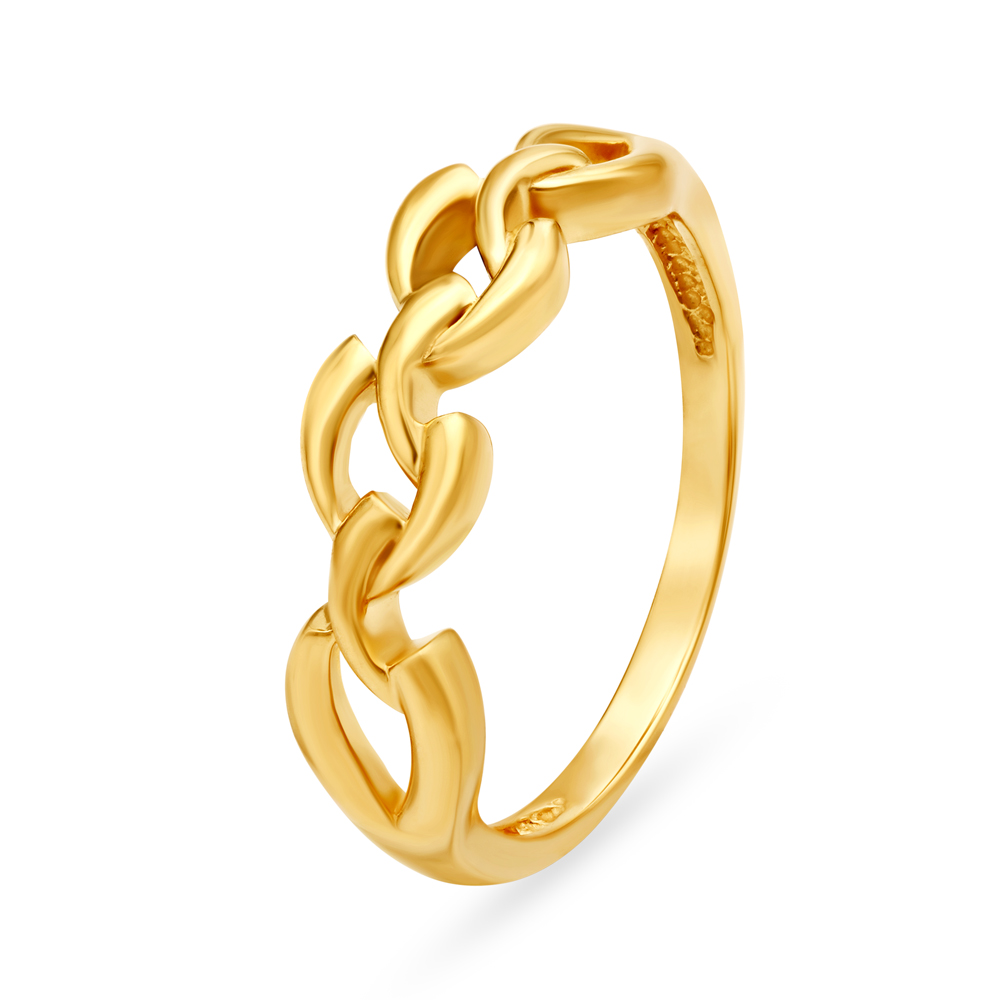 Elegant 22 Karat Yellow Gold Interlinked Waves Finger Ring,,hi-res image number null