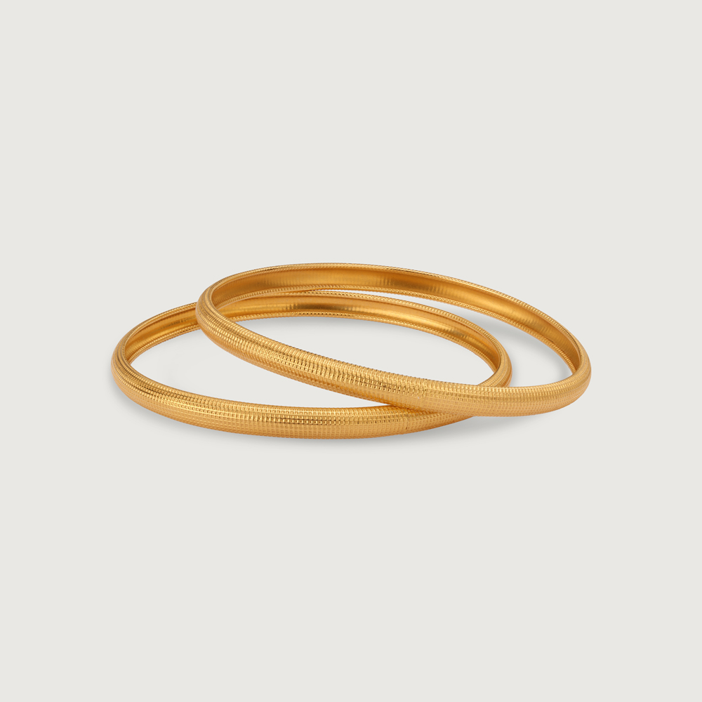 22KT Yellow Gold Minimal Textured Bangles,,hi-res image number null