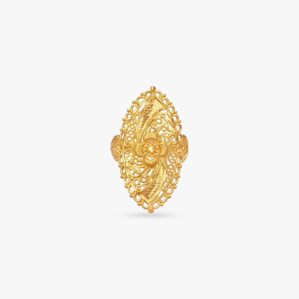 Floral Filigree Gold Ring,,hi-res image number null