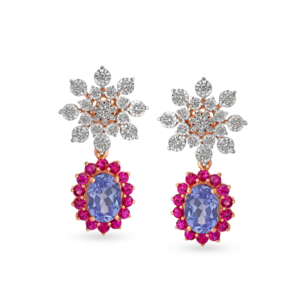 Diamond and Ruby Floral Symphony Necklace Set,,hi-res image number null