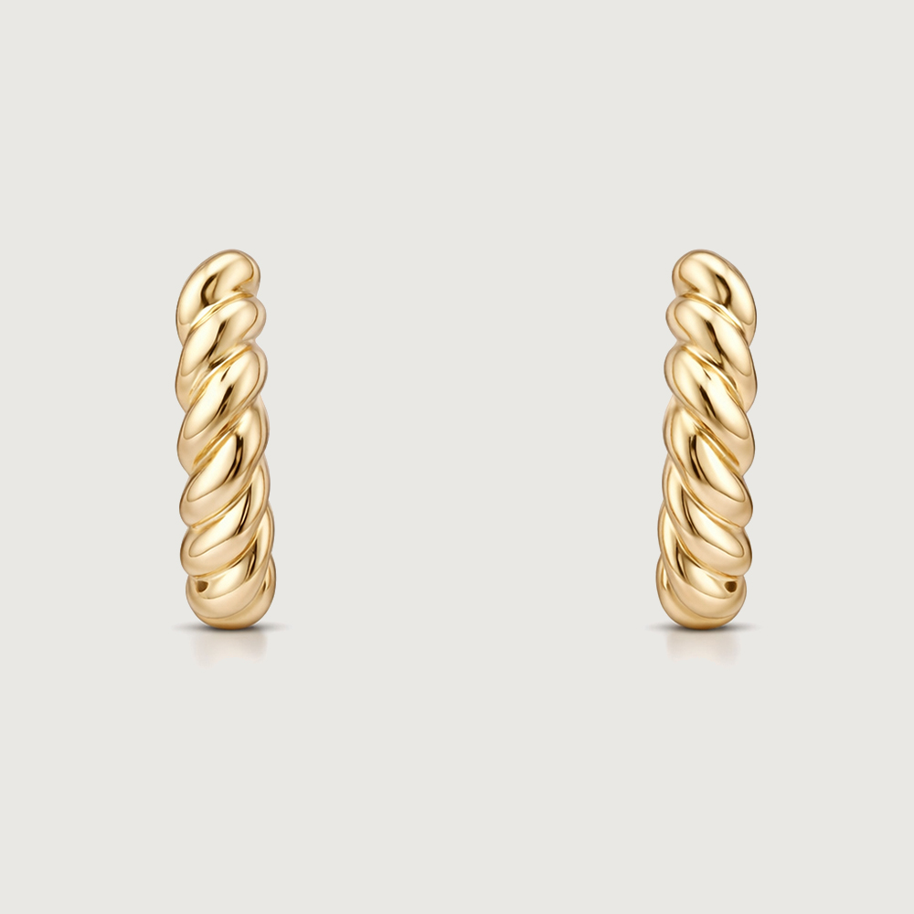Twisted Rope Gold Hoop Earrings,,hi-res image number null