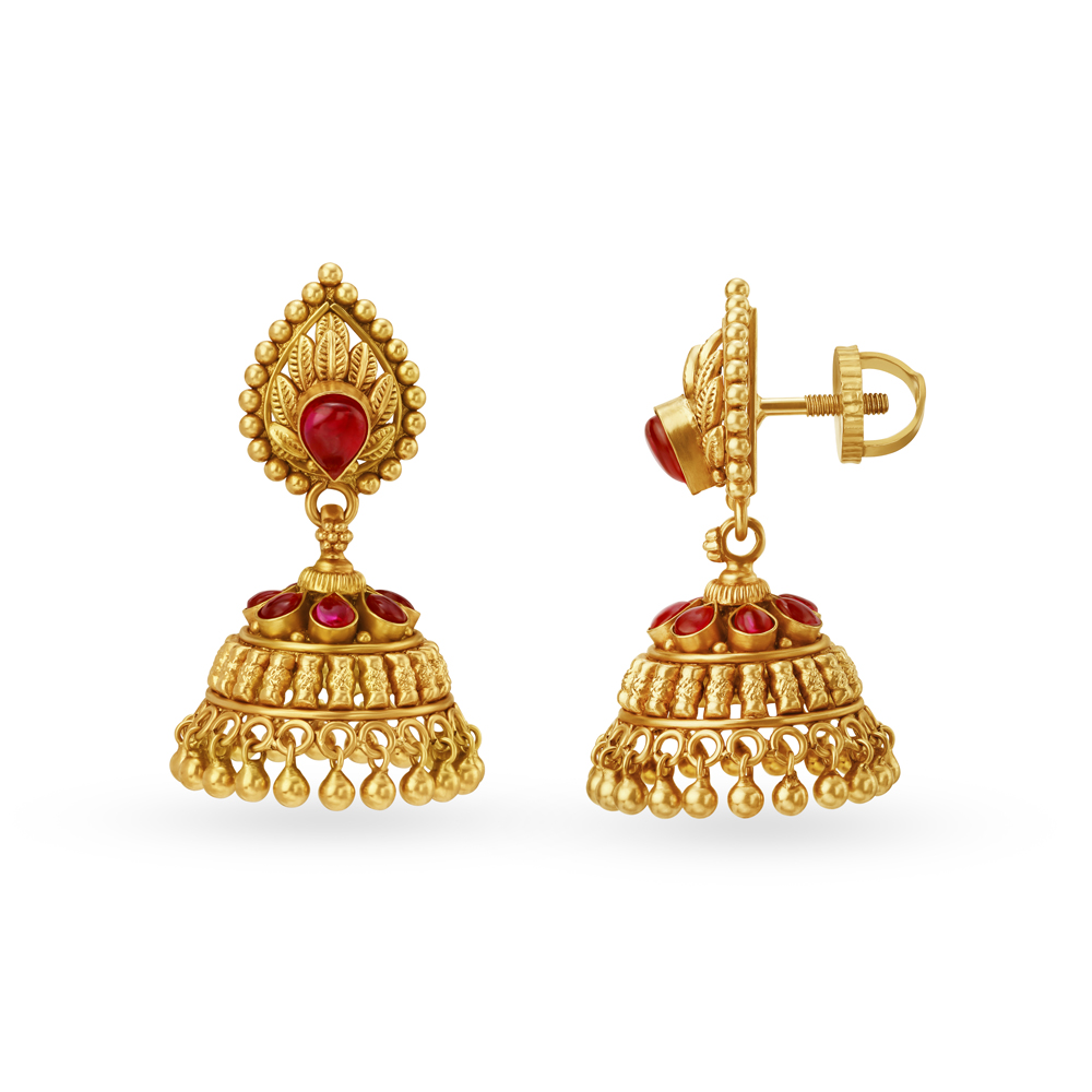 Exquisite Gold Antique Jhumkas,,hi-res image number null
