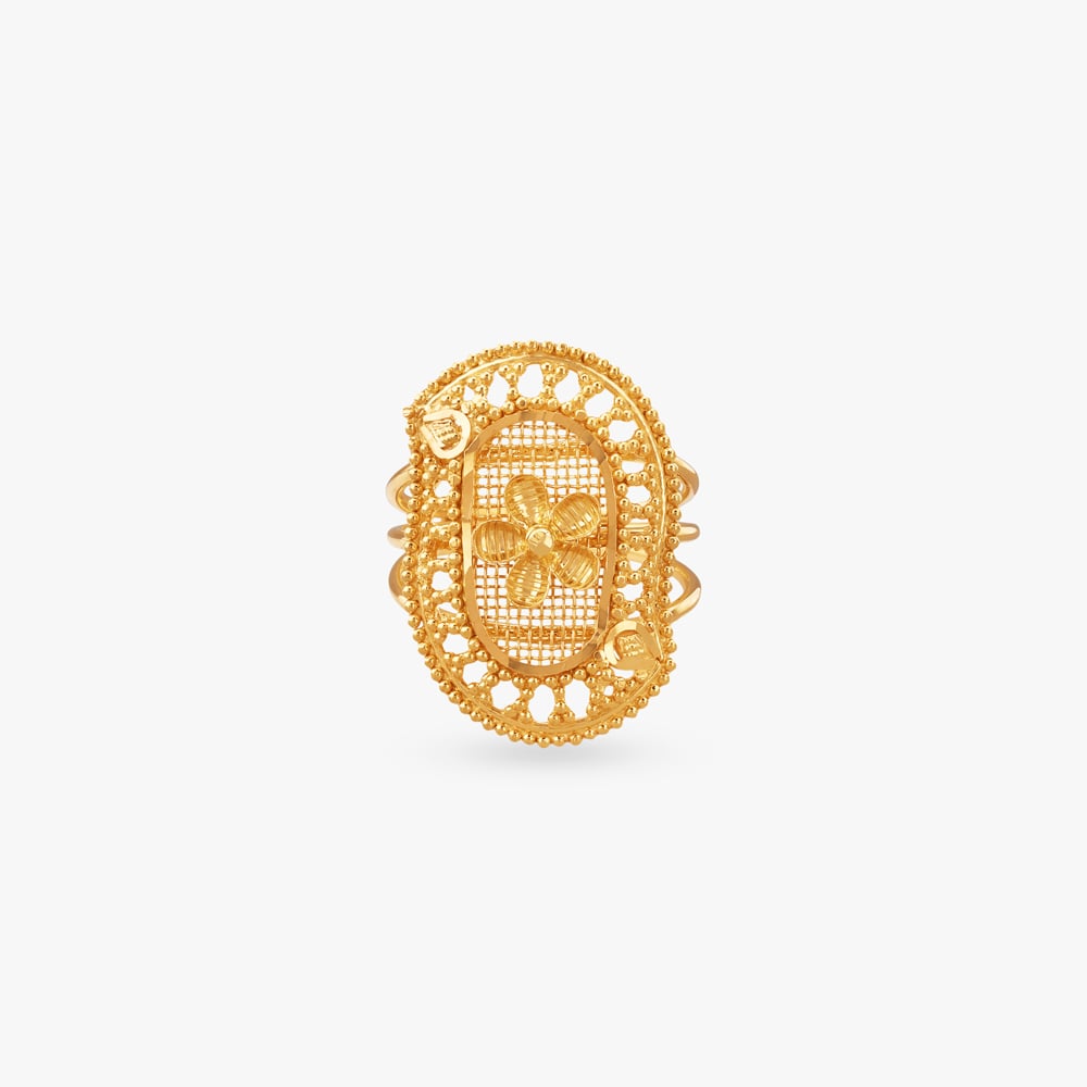 Regal Floral Gold Ring,,hi-res image number null
