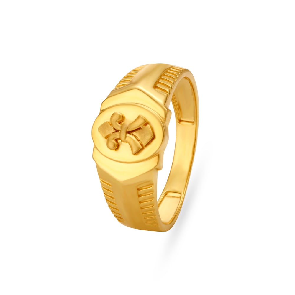 Intricately Carved Gold Finger Ring For Men