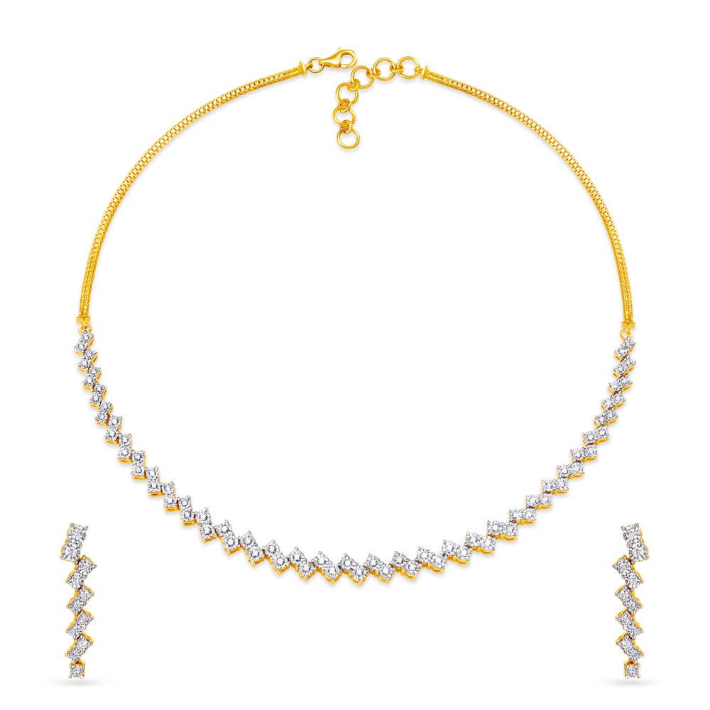 Divine Yellow Gold and Diamond Necklace Set