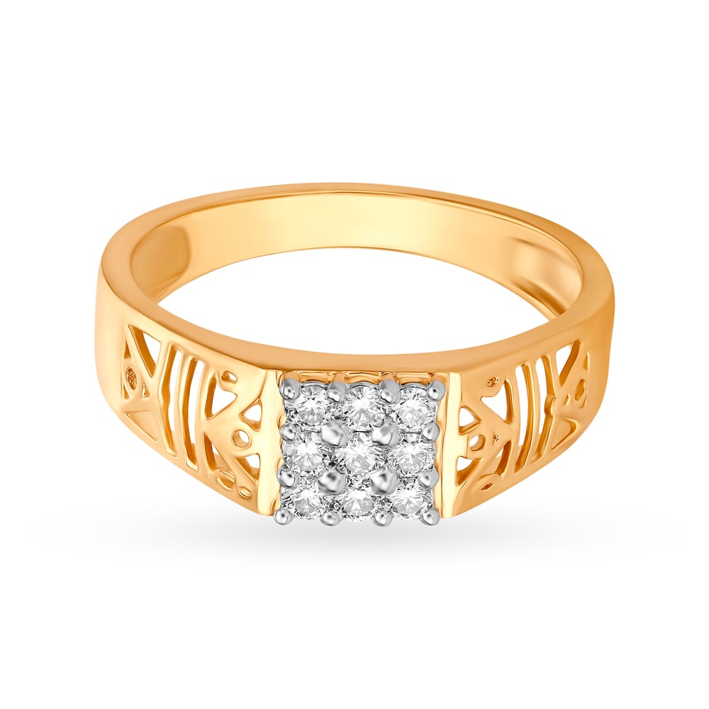 Intricate Gold and Diamond Finger Ring for men,,hi-res image number null