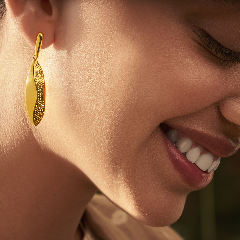 Contemporary Leaf Drop Earrings,,hi-res image number null