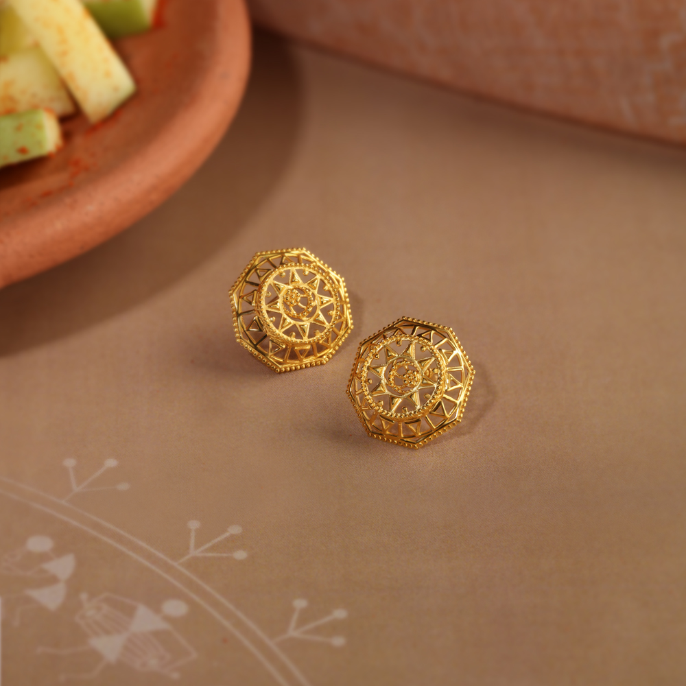 Warli Couture 22KT Gold Stud Earrings,,hi-res image number null