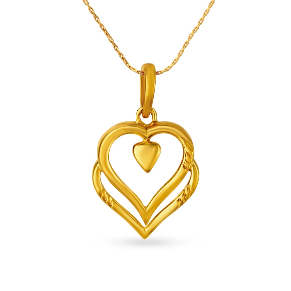 Lovely 22 Karat Yellow Gold Heart Pendant Tanishq Online Store