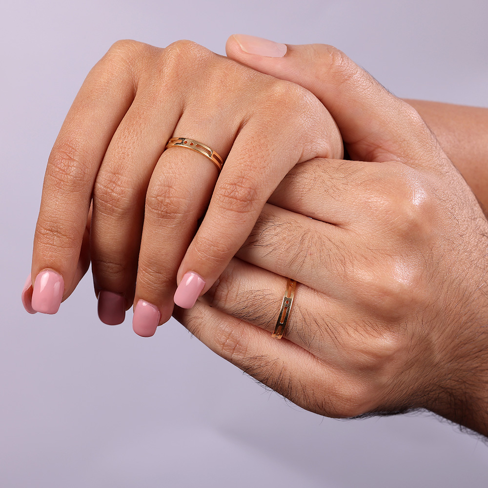 You & Me Forever Band 18KT Gold Couple Ring -Single Piece,,hi-res image number null