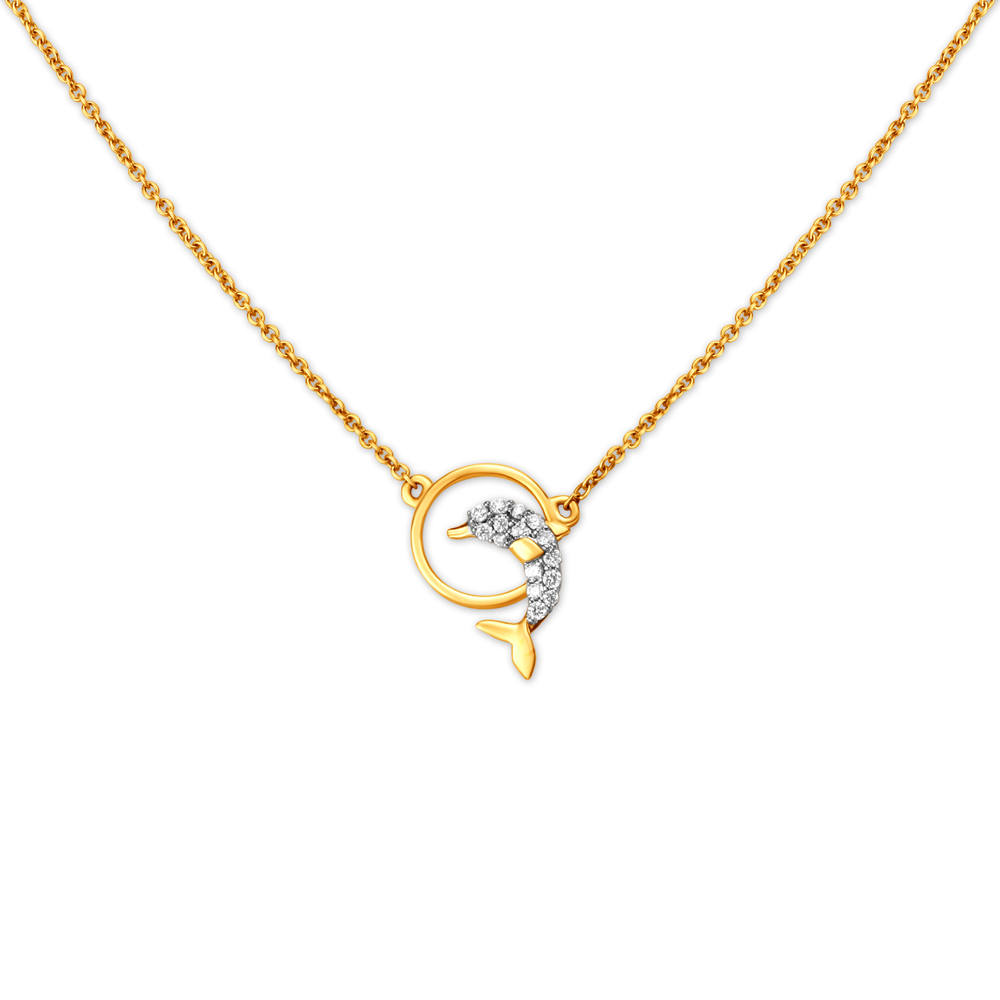 Dolphin Diamond Pendant with Chain for Kids,,hi-res image number null