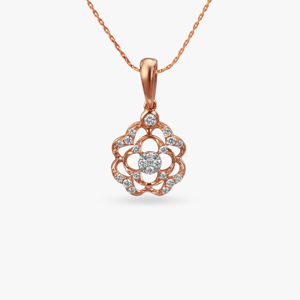 Rosy Bloom Diamond Pendant and Earrings Set,,hi-res image number null