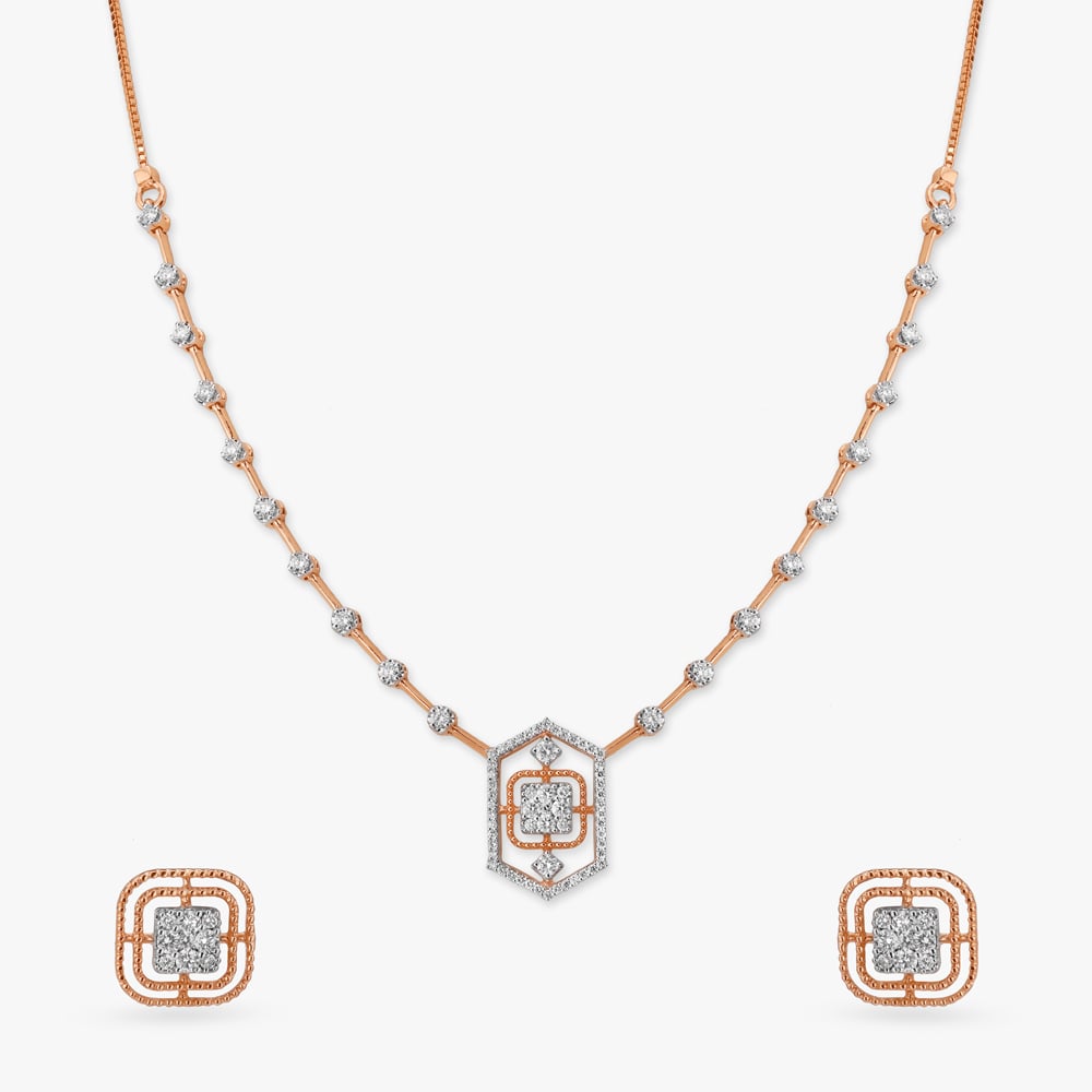 

Honeycomb Sparkle Diamond Necklace Set