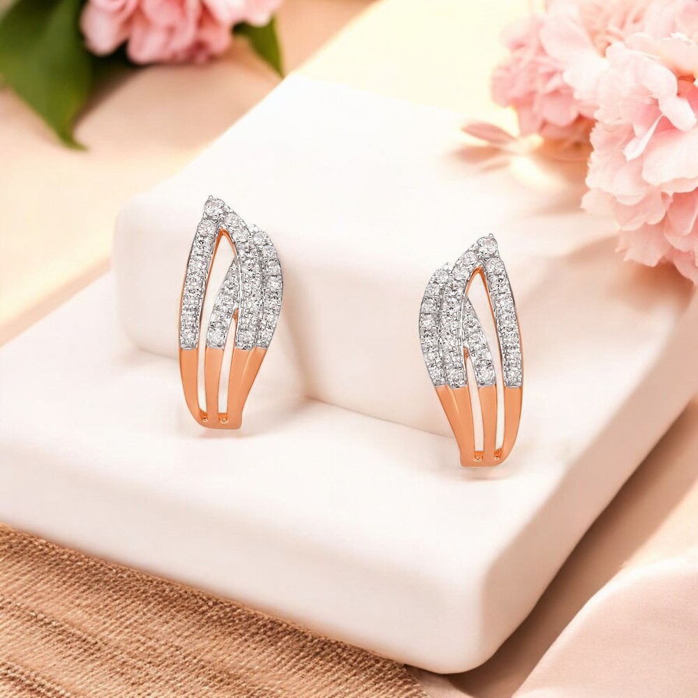 Radiant Leaf Diamond Hoop Earrings,,hi-res image number null