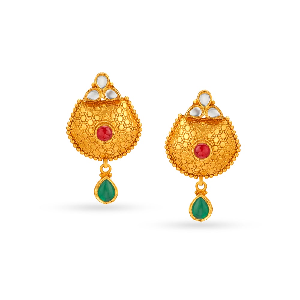 Floral Gold Drop Earrings