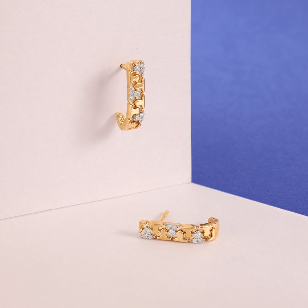 Playful Zipper Diamond Hoop Earrings,,hi-res image number null
