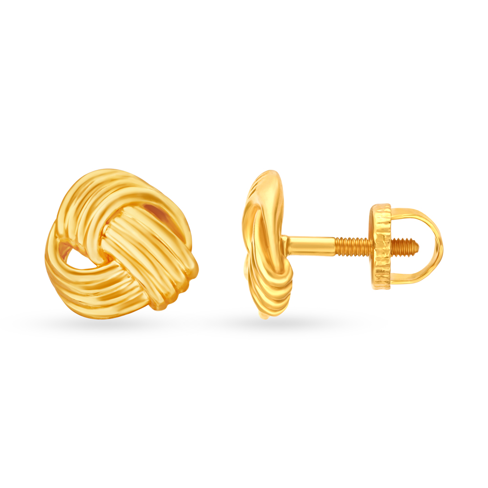 Sleek 22 Karat Yellow Gold Knotted Studs,,hi-res image number null