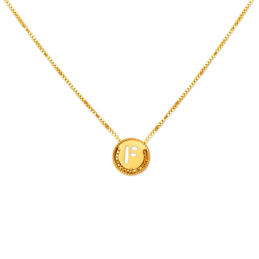 Letter F Gold Pendant with Chain For Kids,,hi-res image number null