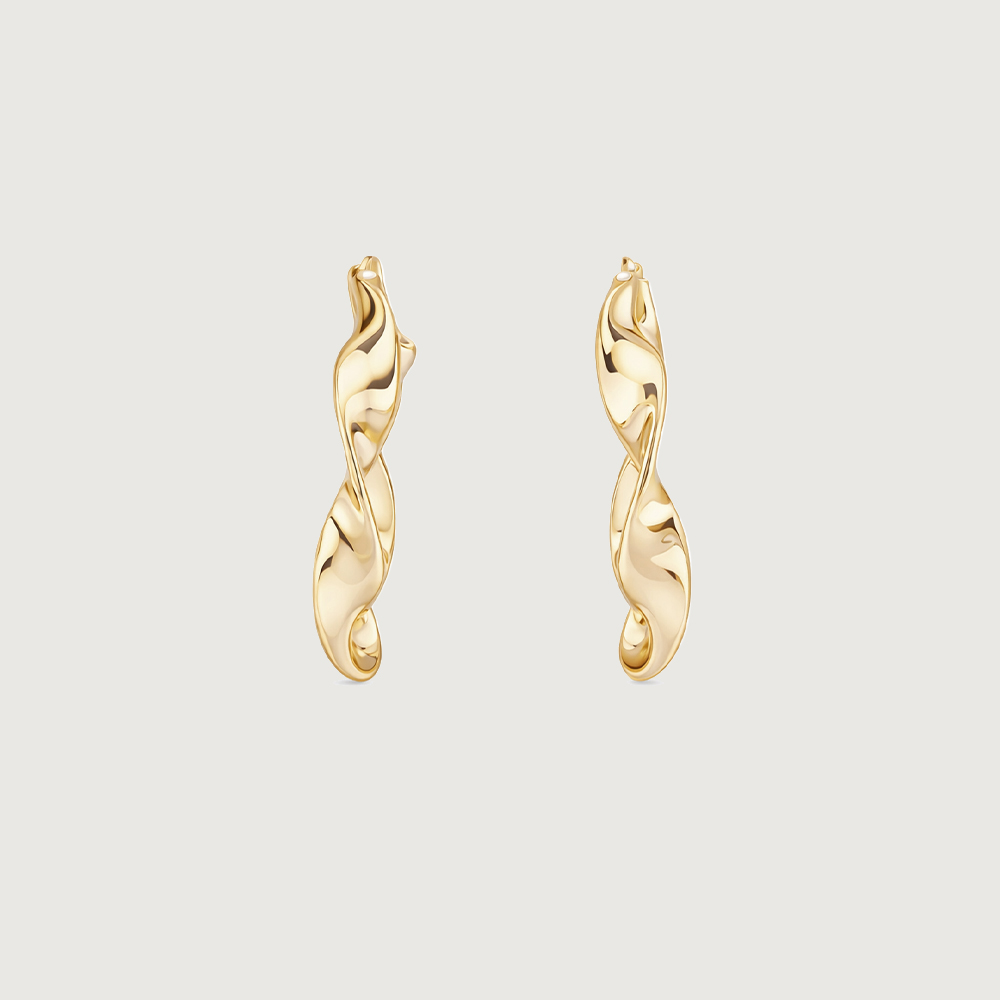 Sculpted Twist Gold Hoop Earrings,,hi-res image number null