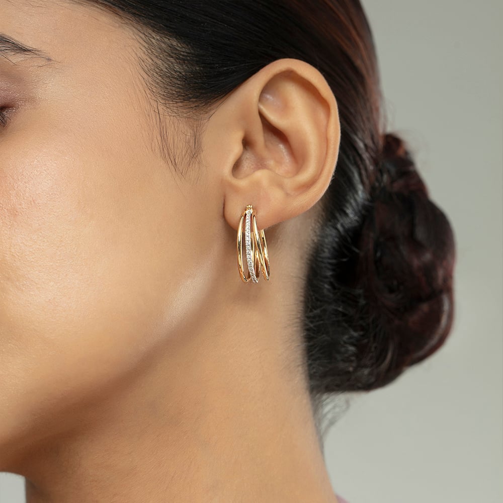 Triple Glam Gold & Diamond Hoop Earrings,,hi-res image number null