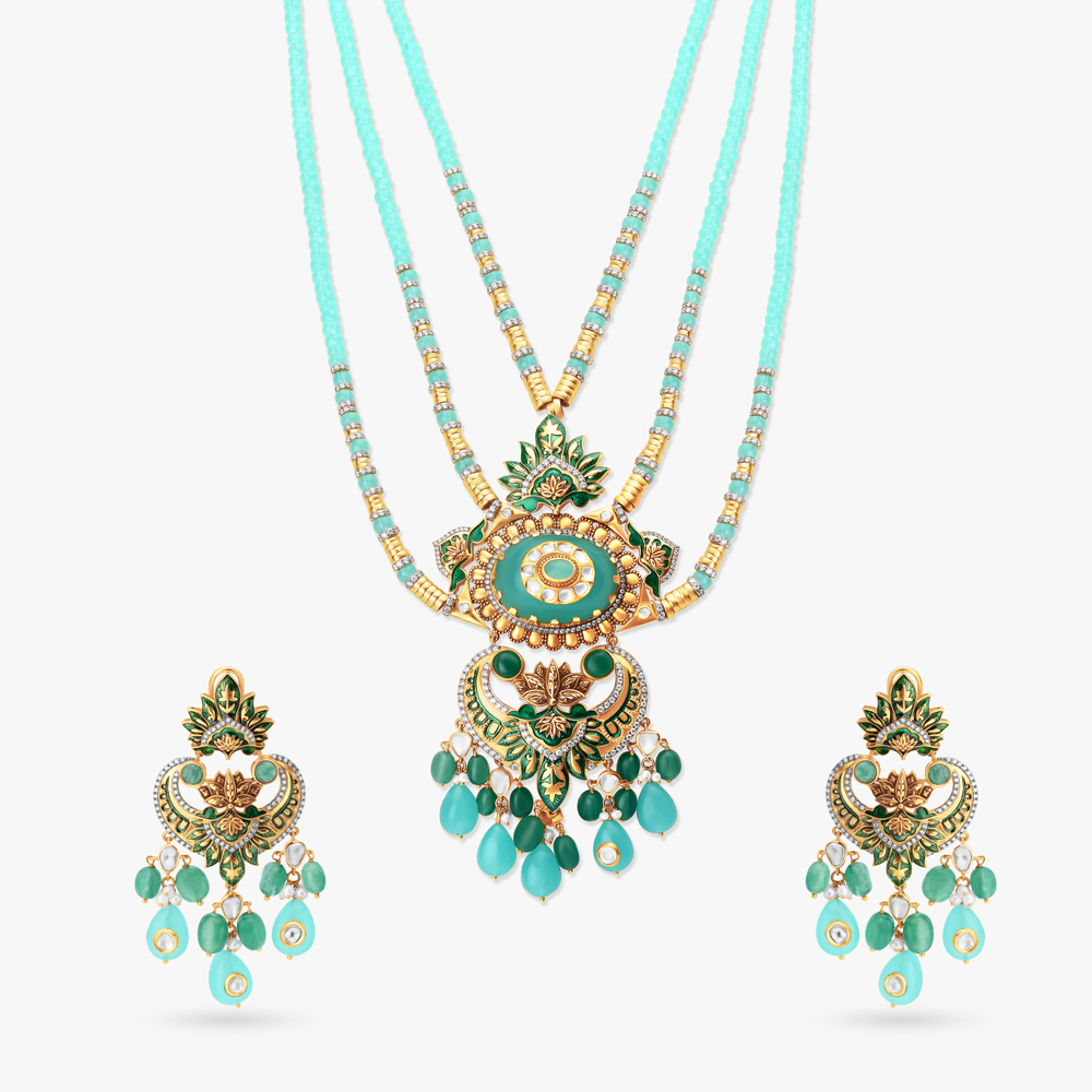 Modish Diamond Kashida Necklace Set