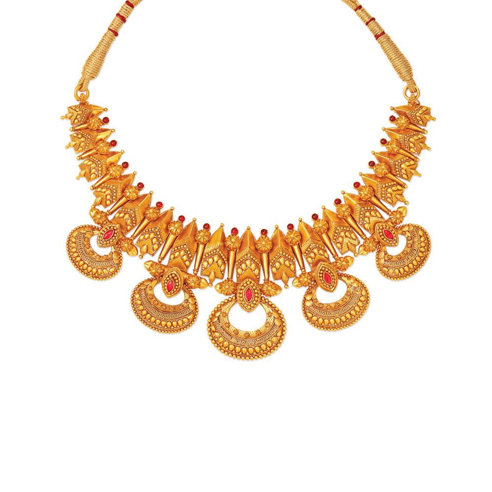 Stone Studded Antique Gold Necklace Set,,hi-res image number null
