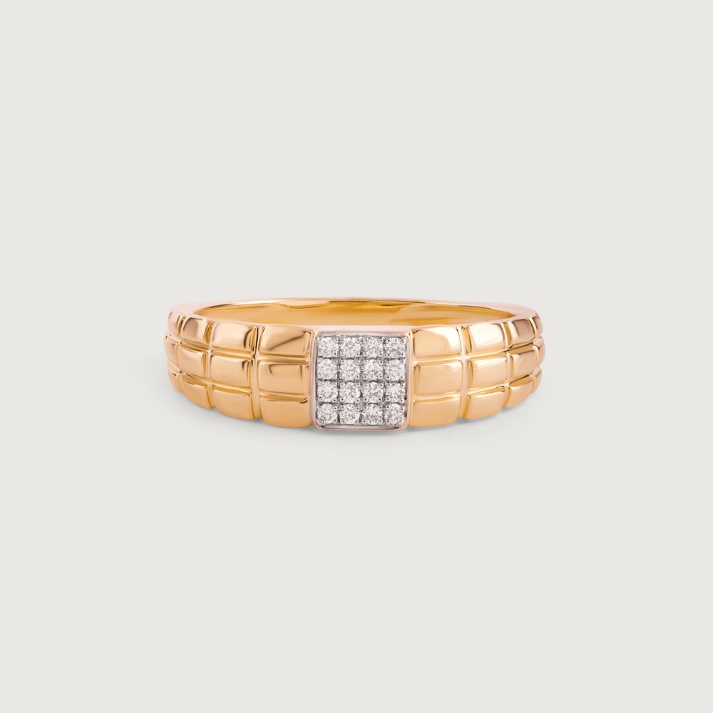 Gridlock Drip Gold & Diamond Finger Ring for Men,,hi-res image number null