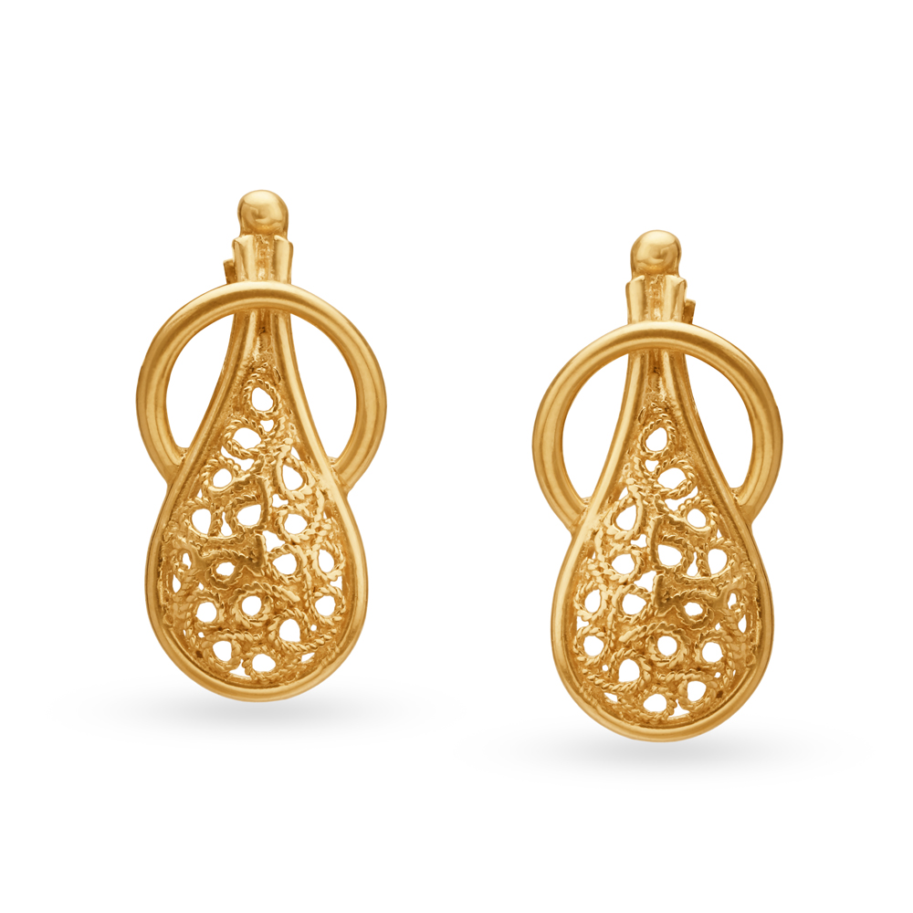 Intricate Gold Drop Earrings,,hi-res image number null