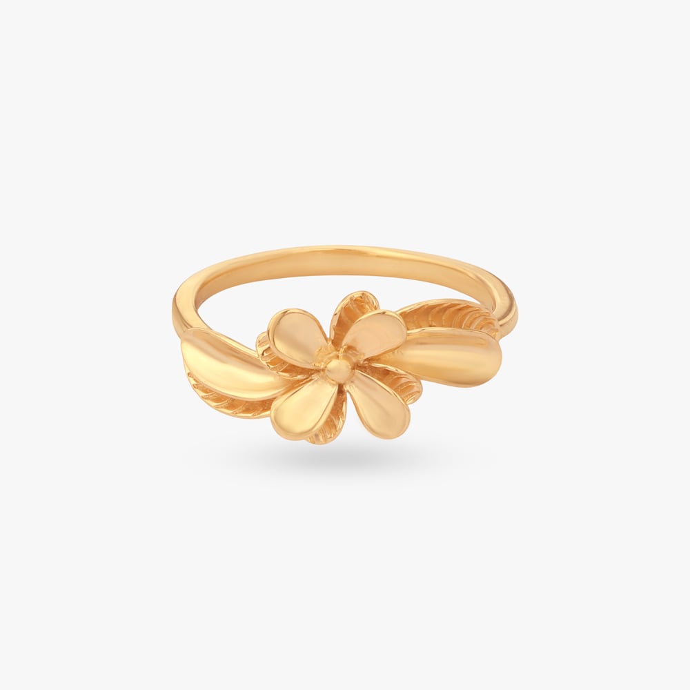 Curved Blossom Gold Ring,,hi-res image number null