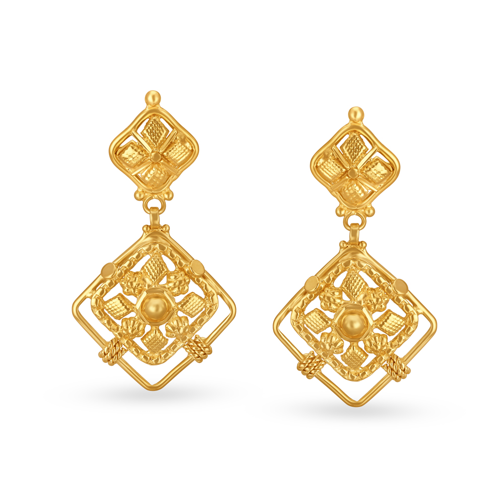 Charming Pretty Gold Drop Earrings