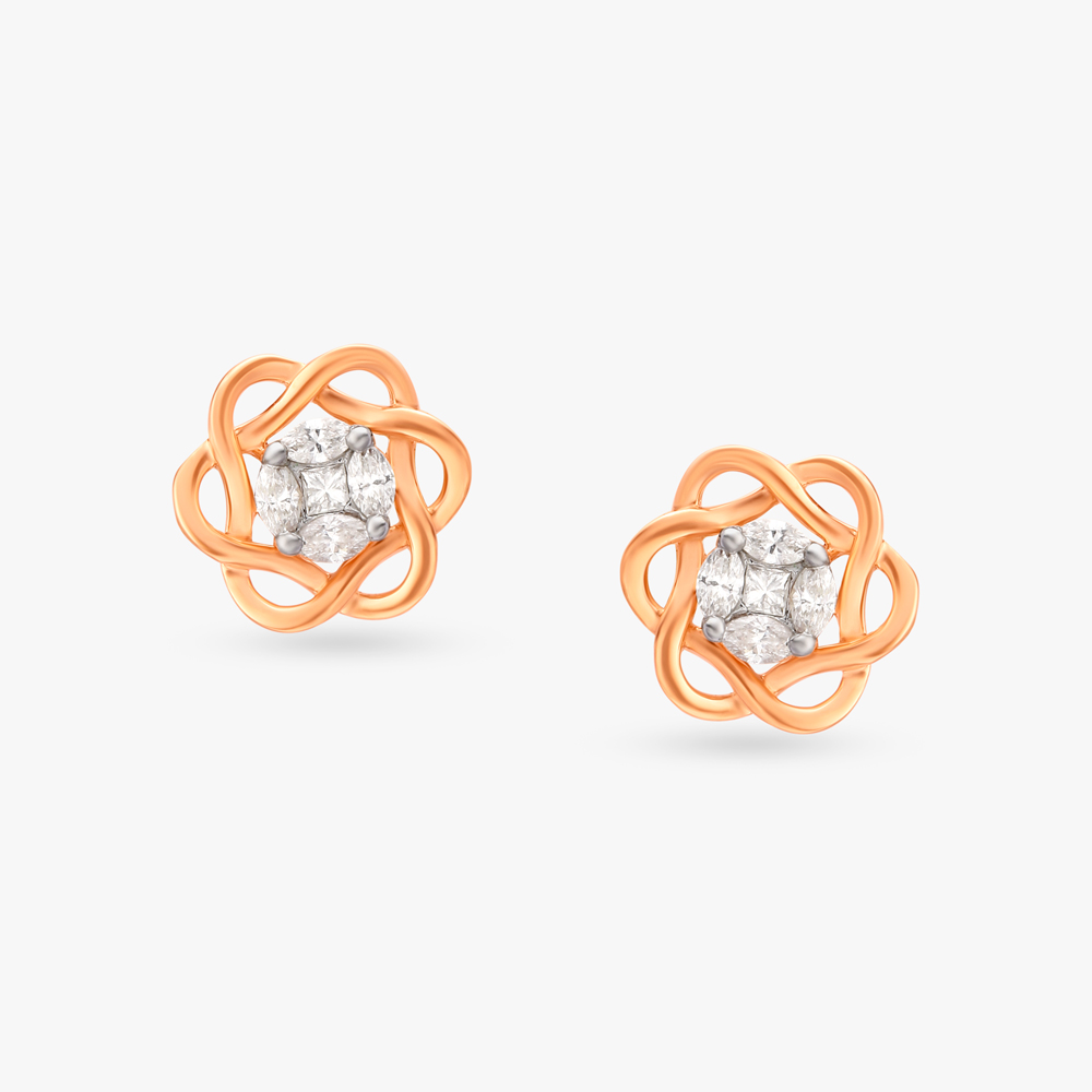 Knot Diamond Stud Earrings,,hi-res image number null