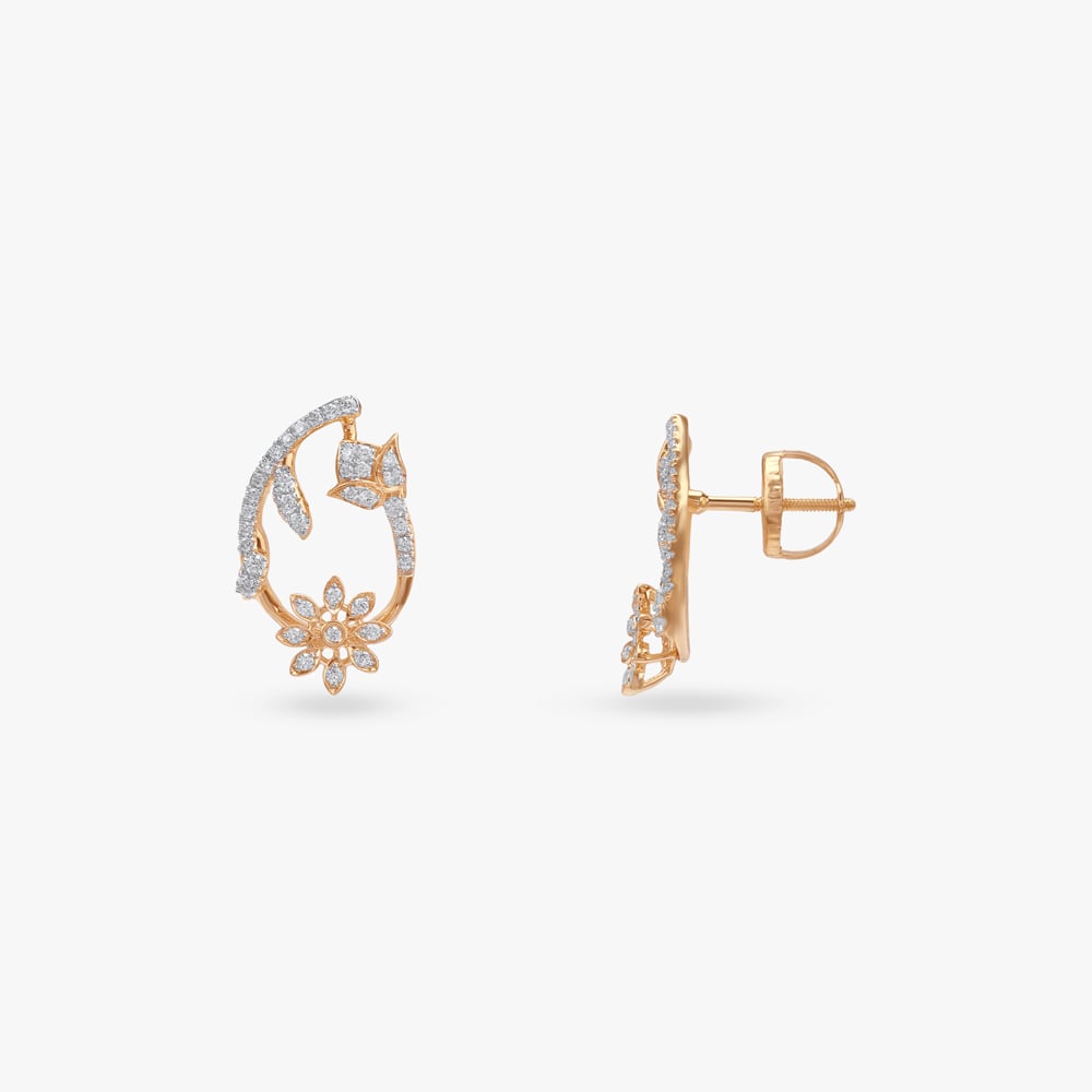 Vine Blossom Diamond Stud Earrings,,hi-res image number null