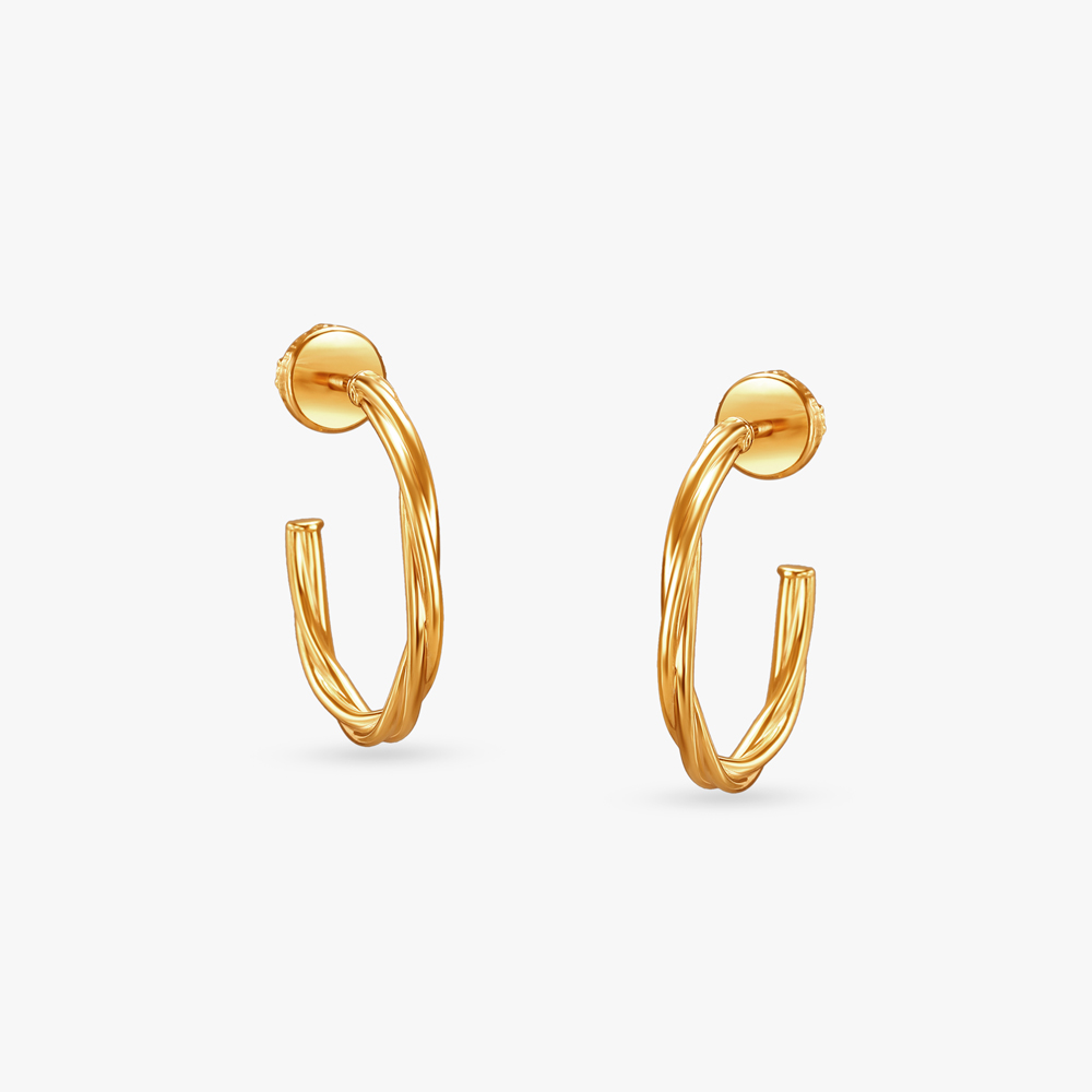 Refined Twist Gold Hoop Earrings,,hi-res image number null