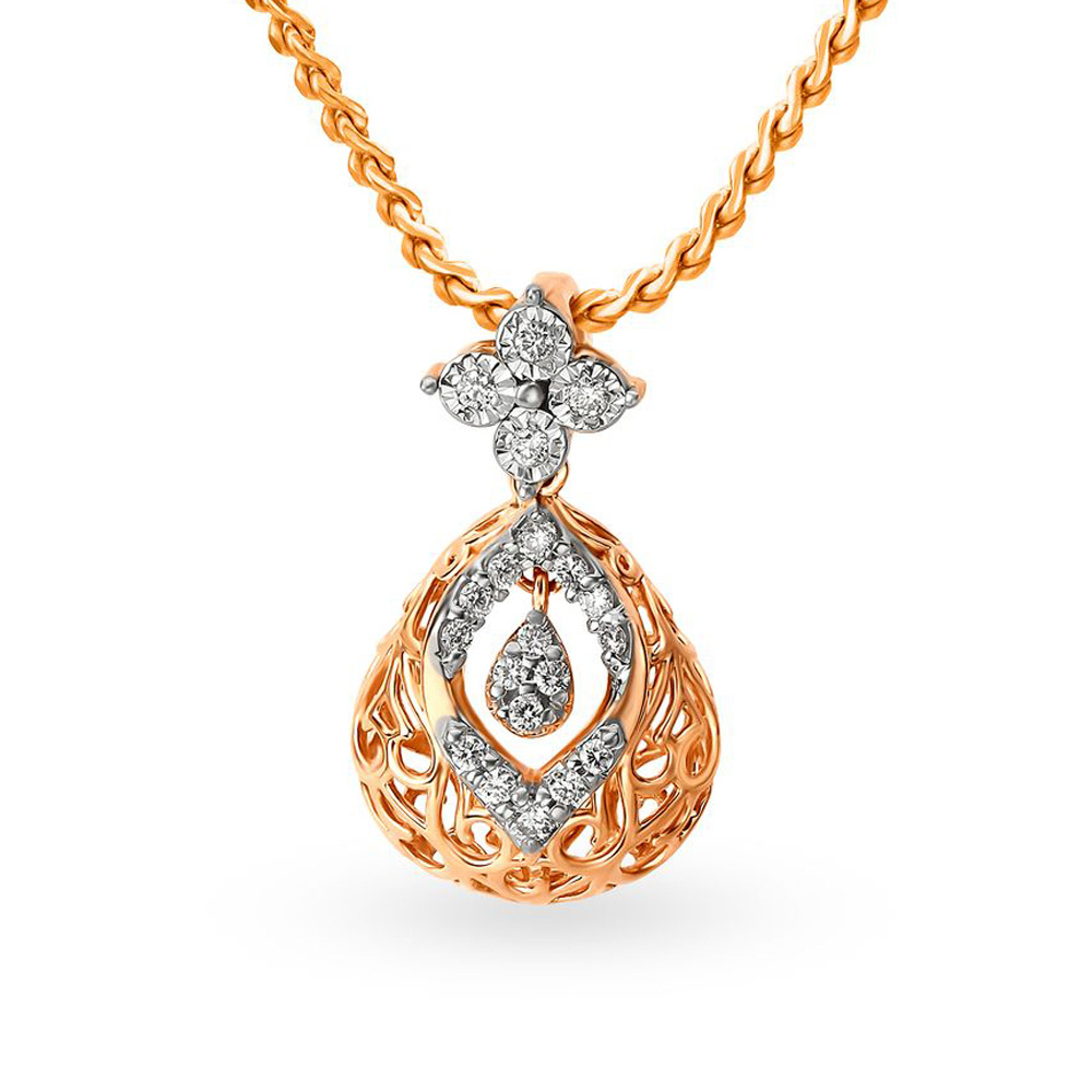 Teardrop Mesh Gold and Diamond Jali Work Pendant