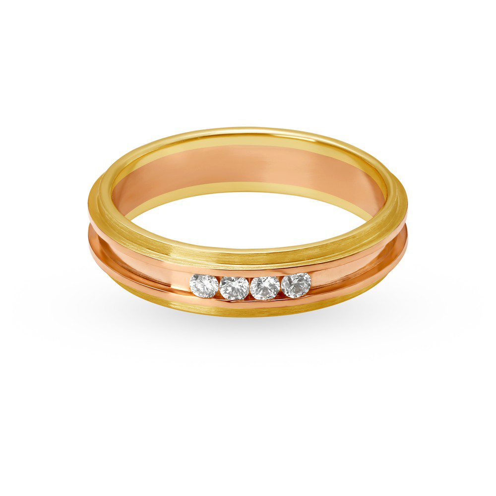 Sleek White and Rose Gold Diamond Finger Ring