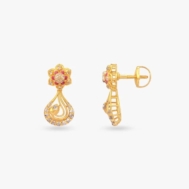 Meandering Jasmine Gold Drop Earrings,,hi-res image number null