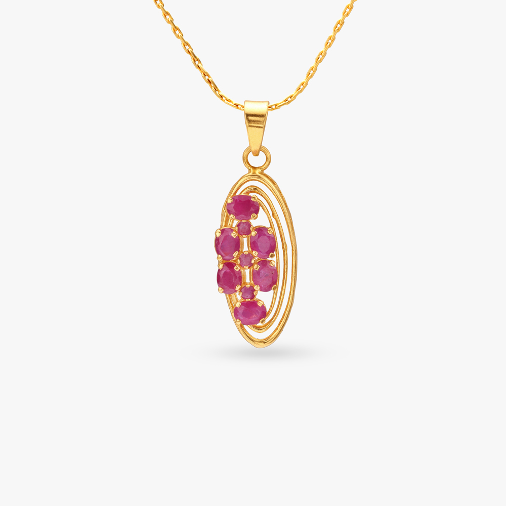 Elegant Orbit Ruby Pendant and Earrings Set,,hi-res image number null