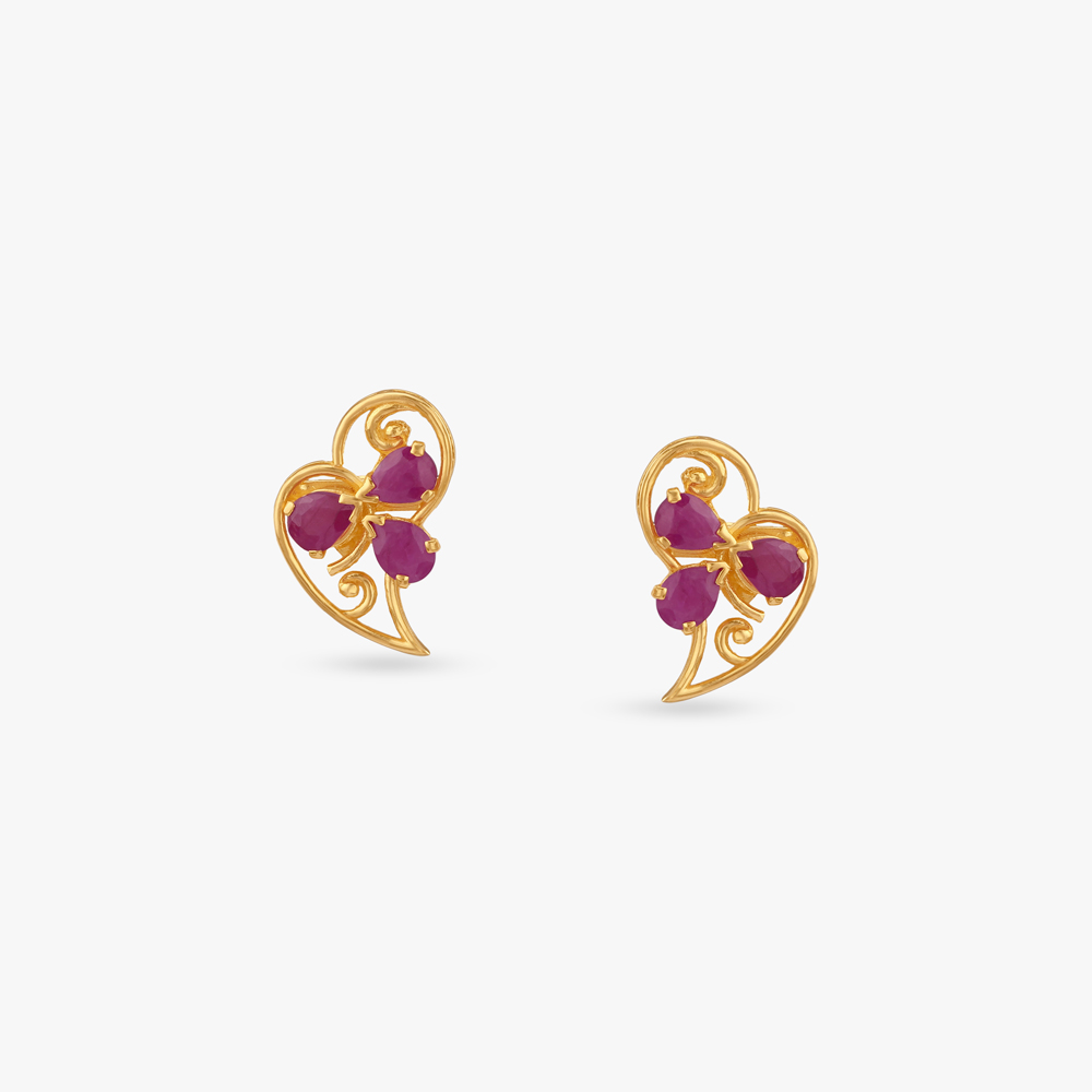 Floral Heart Pendant and Earrings Set,,hi-res image number null