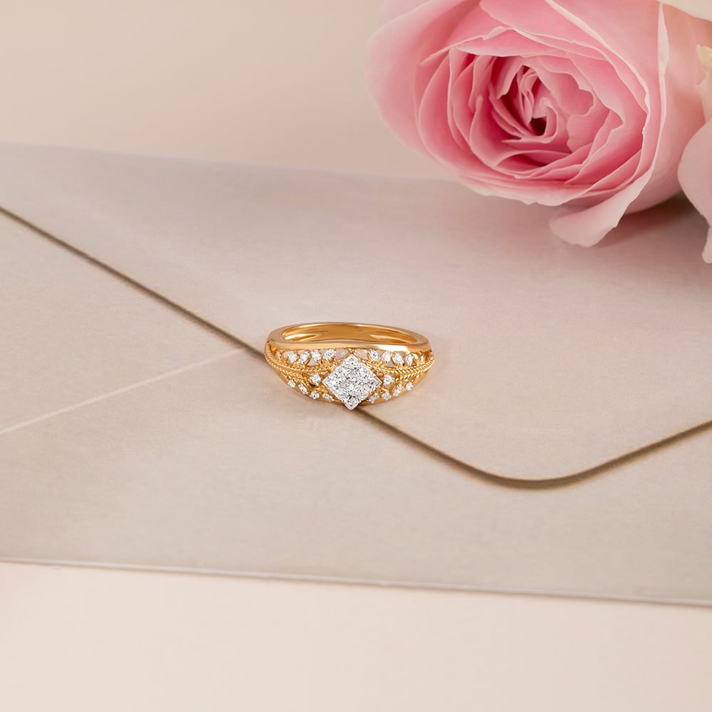 Bling Romance Gold & Diamond Finger Ring,,hi-res image number null