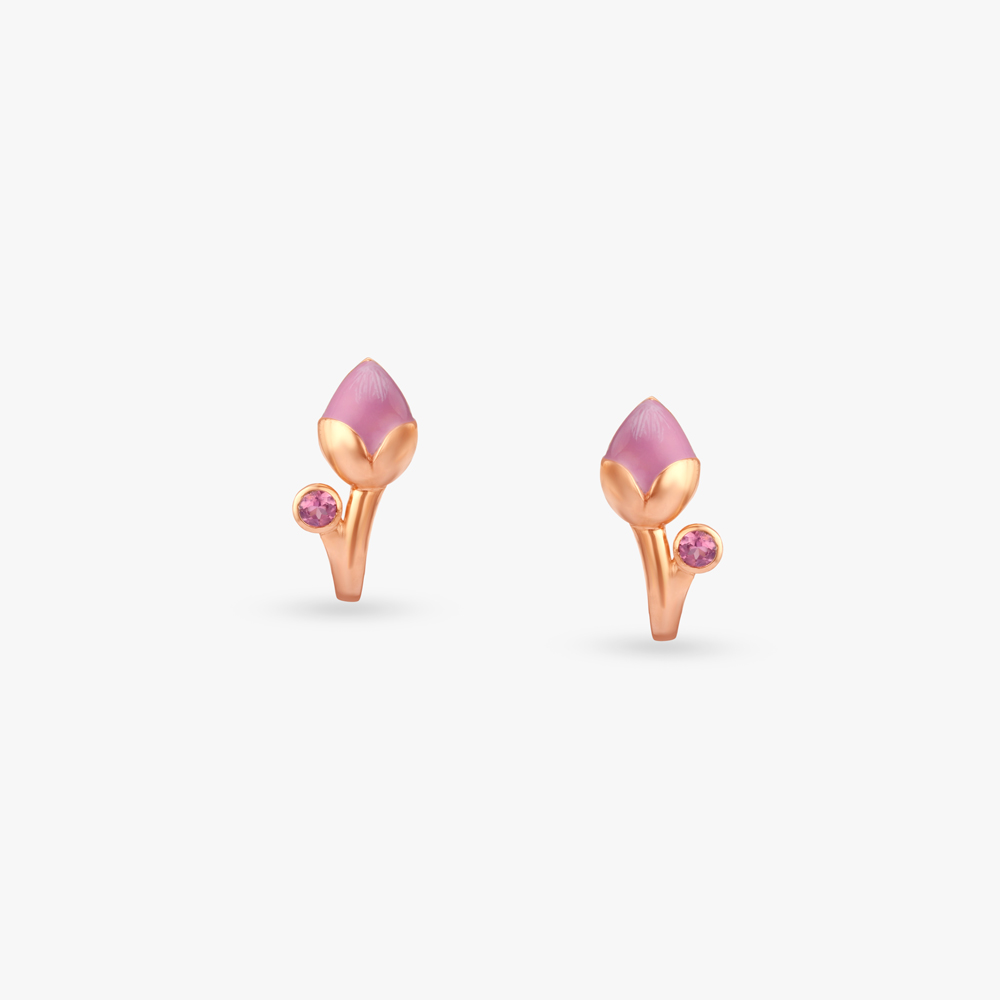 Blushing Bloom Gold Hoop Earrings,,hi-res image number null