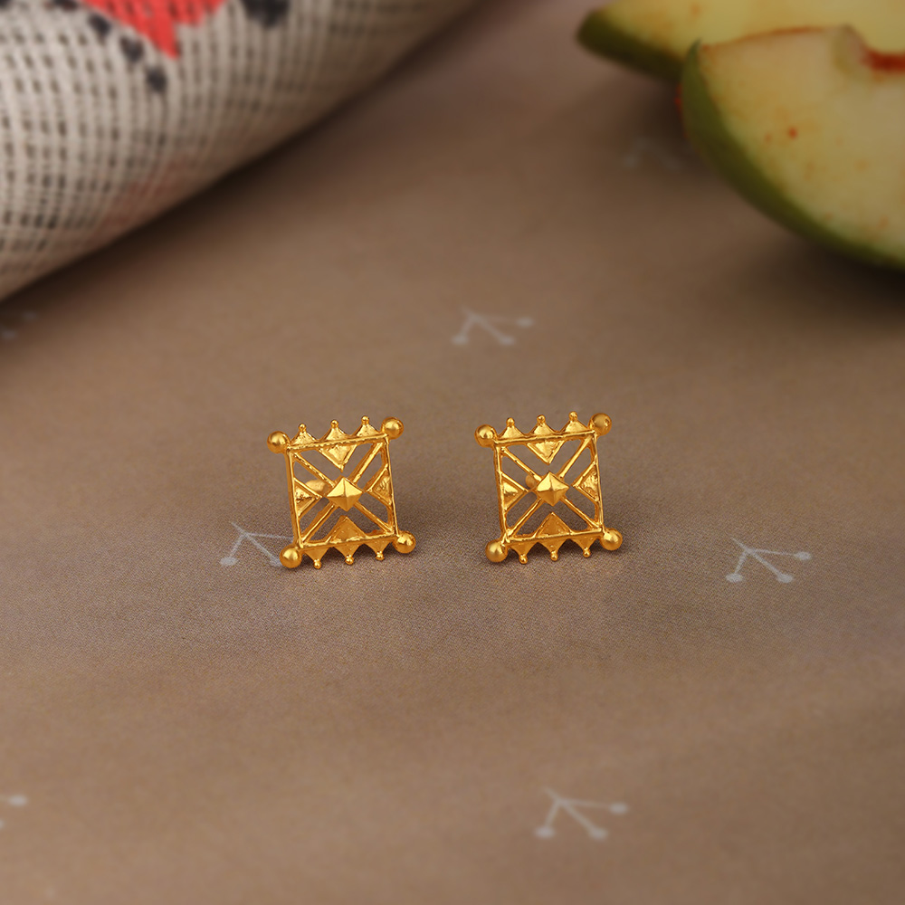 Warli Wonder 22KT Gold Stud Earrings,,hi-res image number null