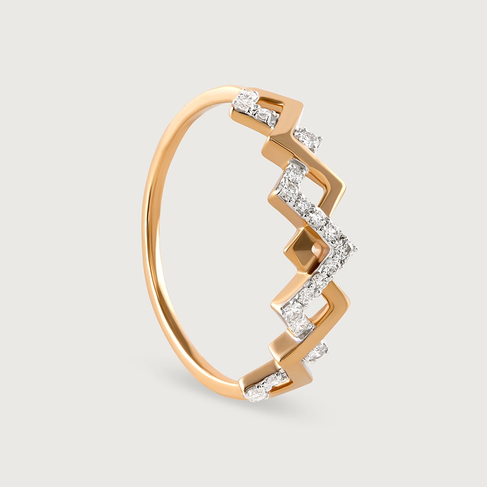 Zigzag Glimmer Gold & Diamond Finger Ring,,hi-res image number null