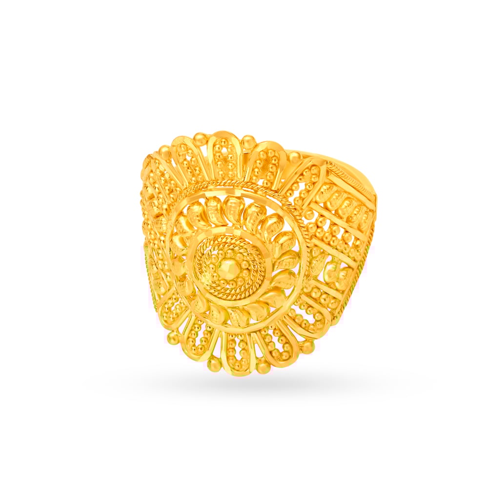 Antique Gold Finger Ring With Filigree Work,,hi-res image number null
