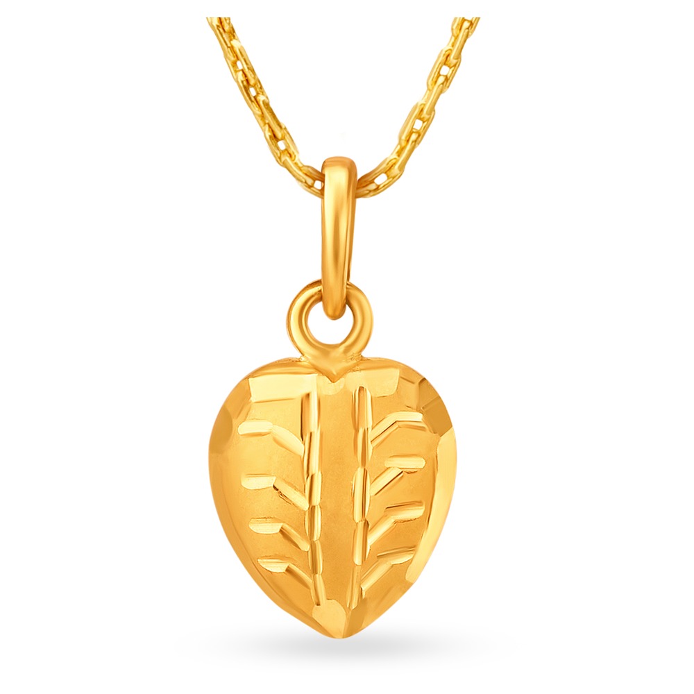 Minimalistic Leaf Motif Gold Pendant,,hi-res image number null