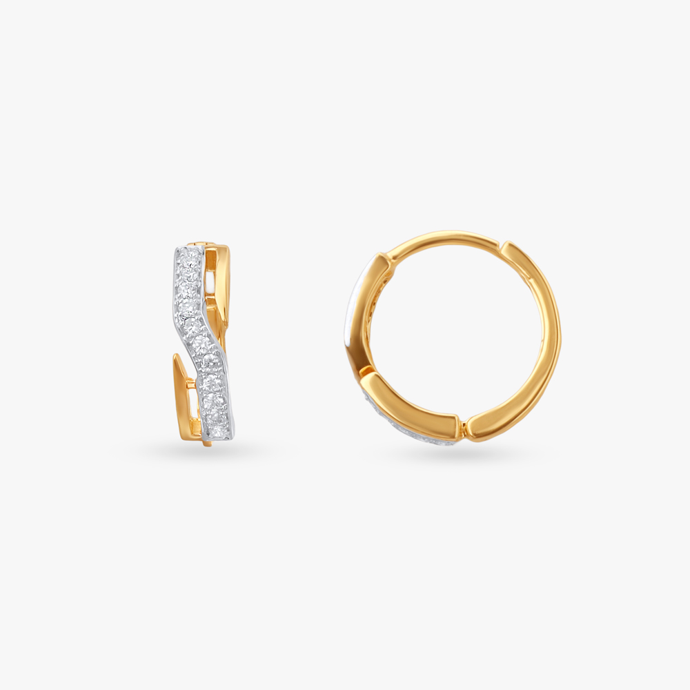 Classy Gold and Diamond Eternity Hoop Earrings,,hi-res image number null