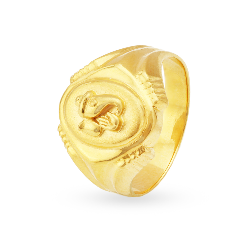 Lustrous 22 Karat Yellow Gold Ganesha Finger Ring