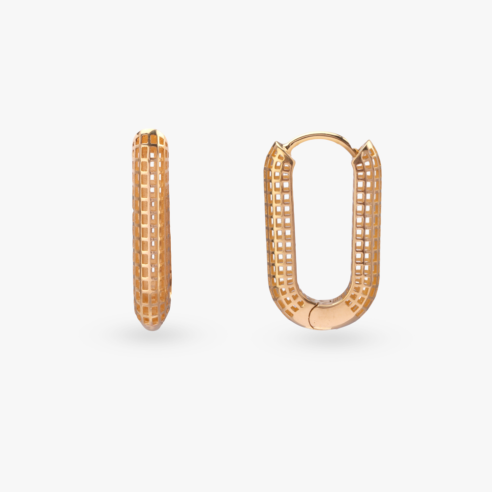 Textured Elegance Gold Hoop Earrings,,hi-res image number null