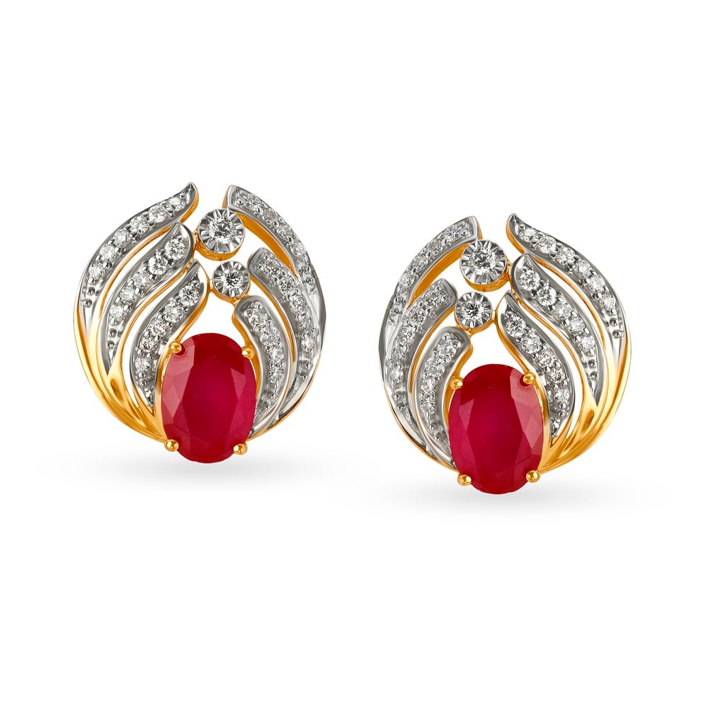 Tanishq ruby cheap diamond earrings